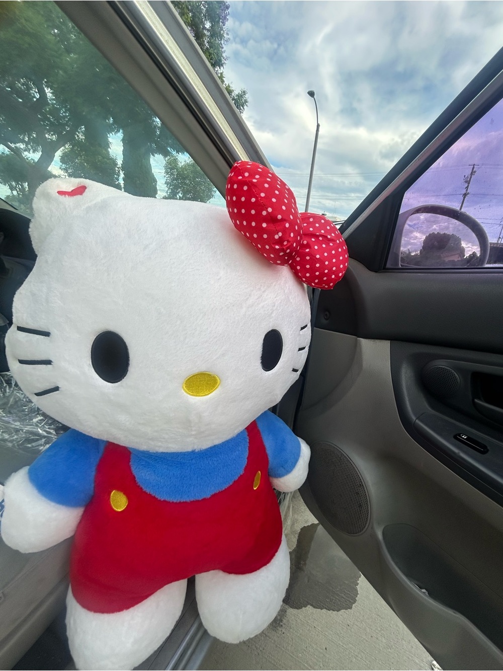 Hello Kitty Plush Doll in White with Red Bow and Red Outfit with Blue Accents
